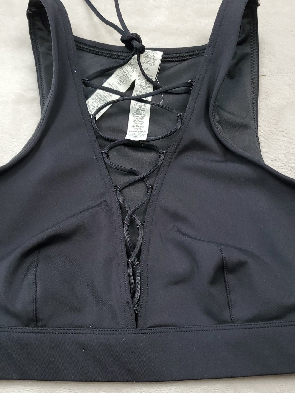 Savage X Fenty | Women's Size L | Black Lace-Up Front Sports Bra